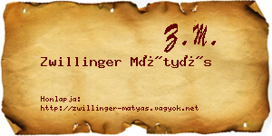 Zwillinger Mátyás névjegykártya